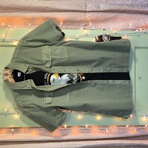 Men's Sonoma Faded Olive Green  Shortsleeve Button Up Shirt M